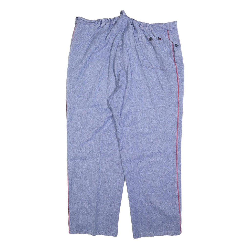 SPILAG Mens Cotton Blue Relaxed Straight Leg Trousers W40 L30 Casual Button