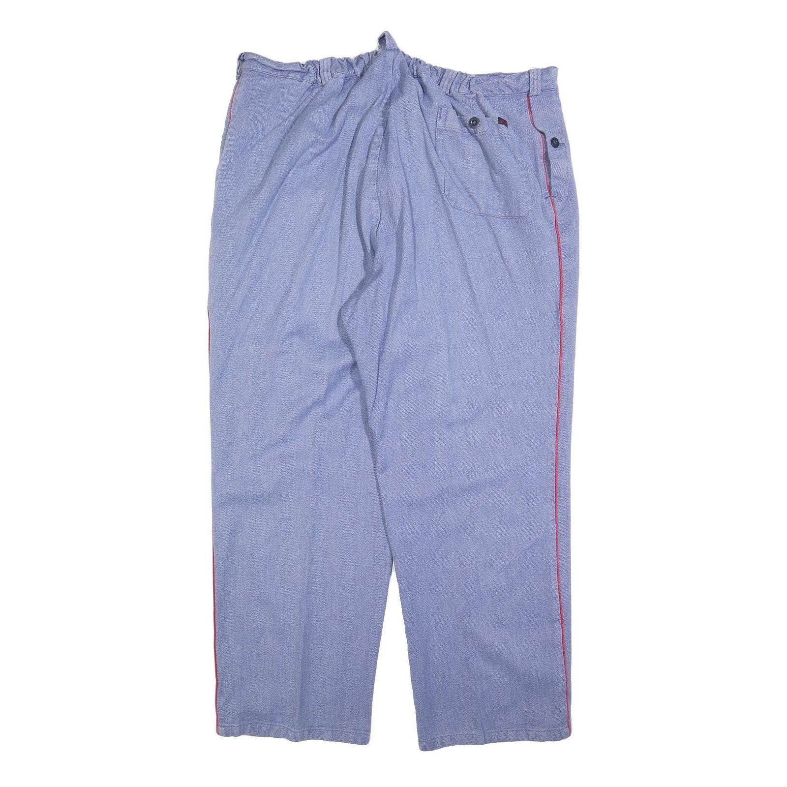 SPILAG Mens Cotton Blue Relaxed Straight Leg Trousers W40 L30 Casual Button
