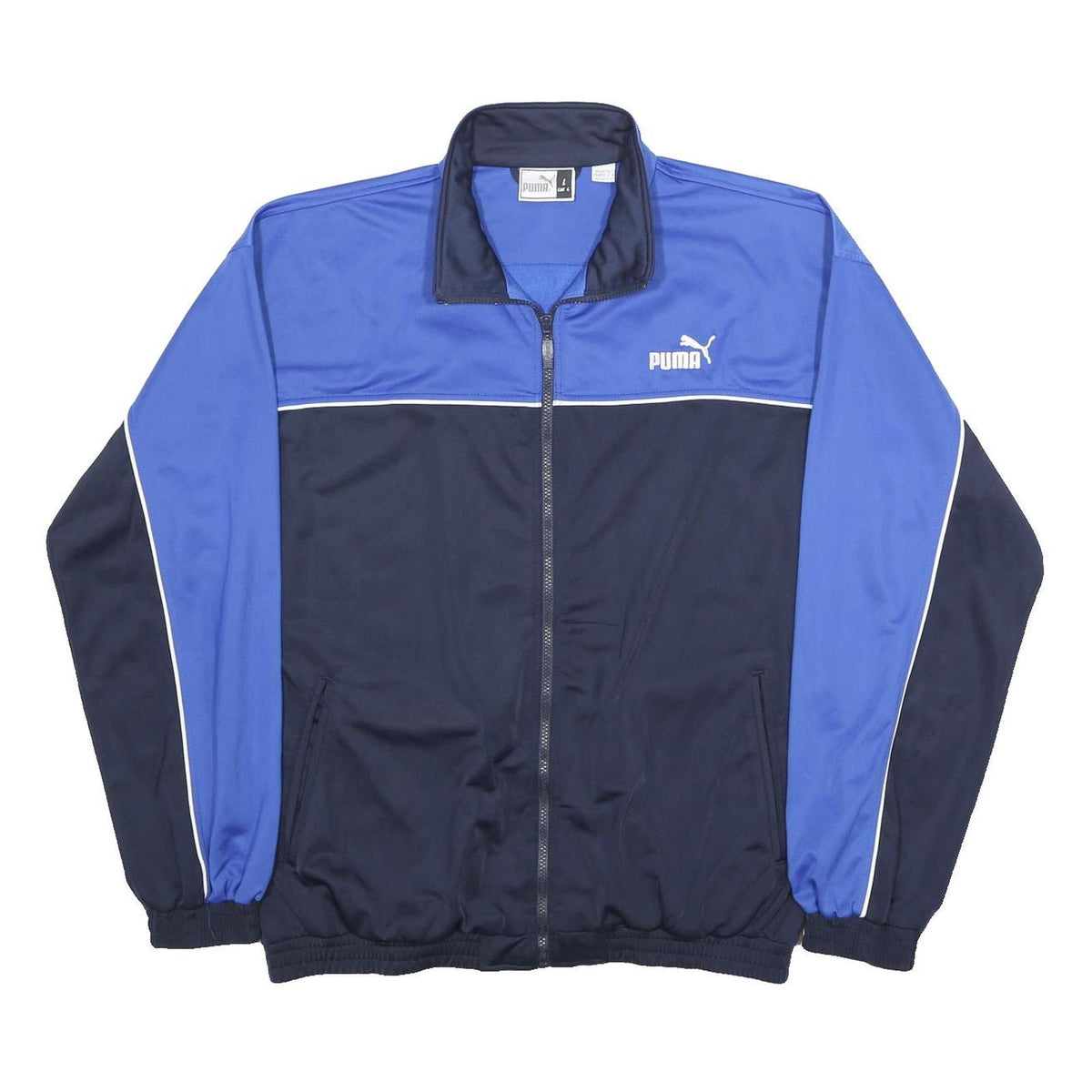 PUMA Mens Blue & Navy Zip Jacket L Polyester Sportswear Casual Trackwear