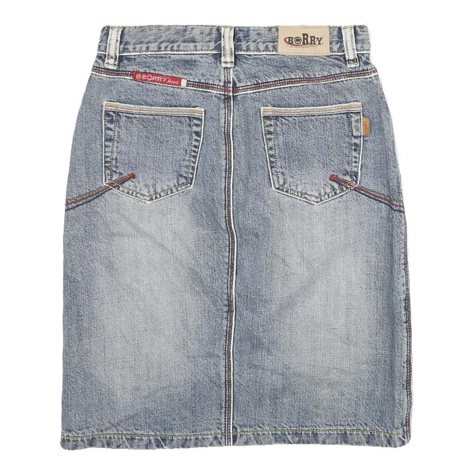 BORRY JEANS Womens Blue Denim Pencil Knee Length Cotton Blend Skirt XS Classic