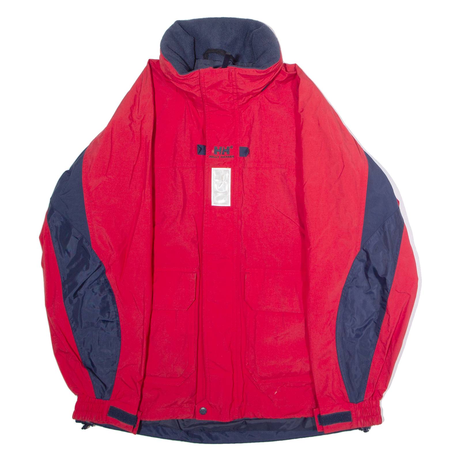 HELLY HANSEN Mens Rain Jacket Red Nylon Hooded Colourblock S