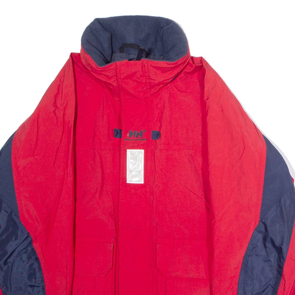 HELLY HANSEN Mens Rain Jacket Red Nylon Hooded Colourblock S