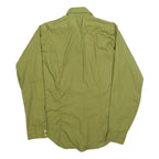 ARROW Mens Green Polyester Blend Shirt M Classic Mach II Button Front Long