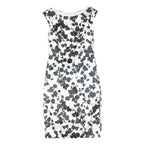 COAST Womens Black & White Floral Bodycon Woven Midi Dress UK 8 Elegant Tailored