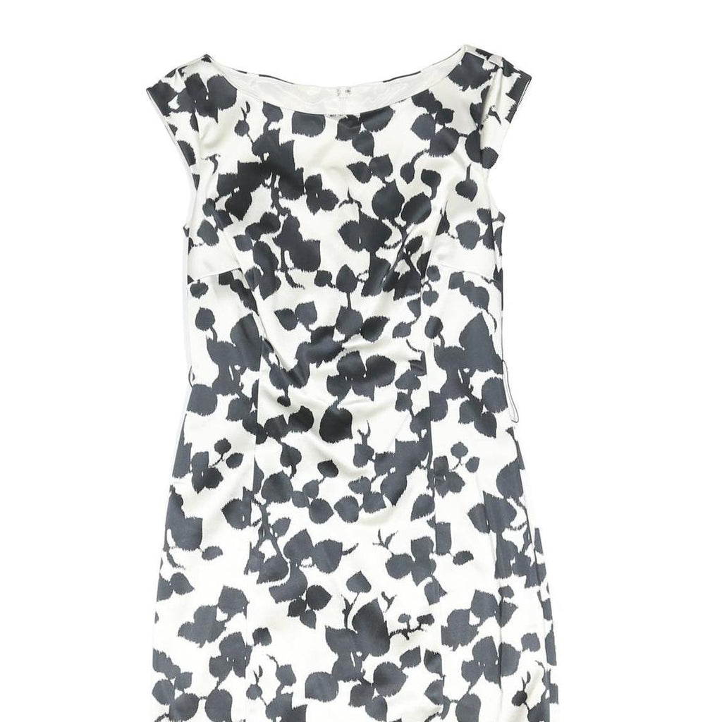 COAST Womens Black & White Floral Bodycon Woven Midi Dress UK 8 Elegant Tailored