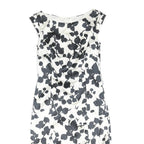 COAST Womens Black & White Floral Bodycon Woven Midi Dress UK 8 Elegant Tailored