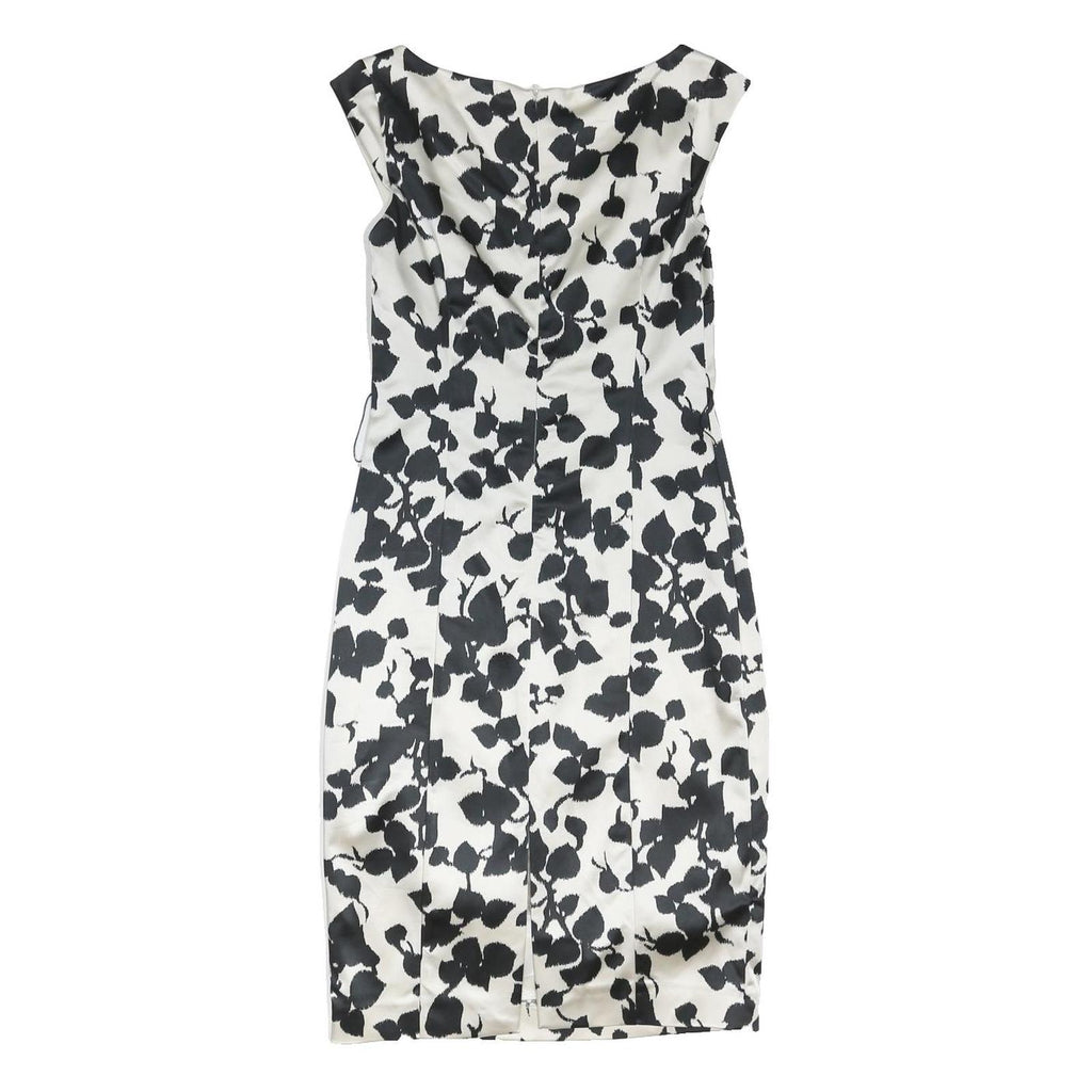 COAST Womens Black & White Floral Bodycon Woven Midi Dress UK 8 Elegant Tailored