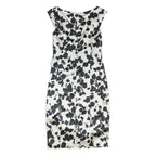COAST Womens Black & White Floral Bodycon Woven Midi Dress UK 8 Elegant Tailored
