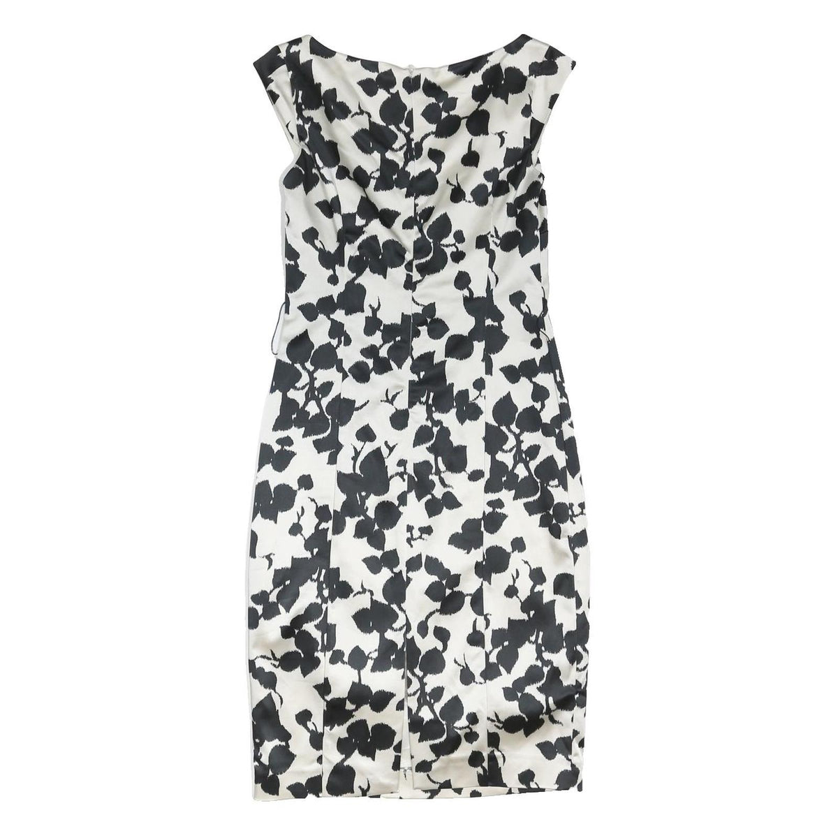 COAST Womens Black & White Floral Bodycon Woven Midi Dress UK 8 Elegant Tailored