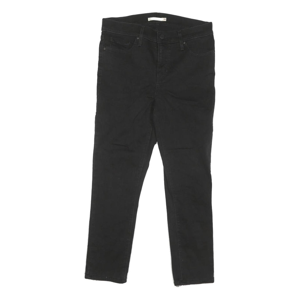 LEVI'S Womens Black Regular Fit Skinny Denim Jeans W30 L25 Cotton Blend Zip