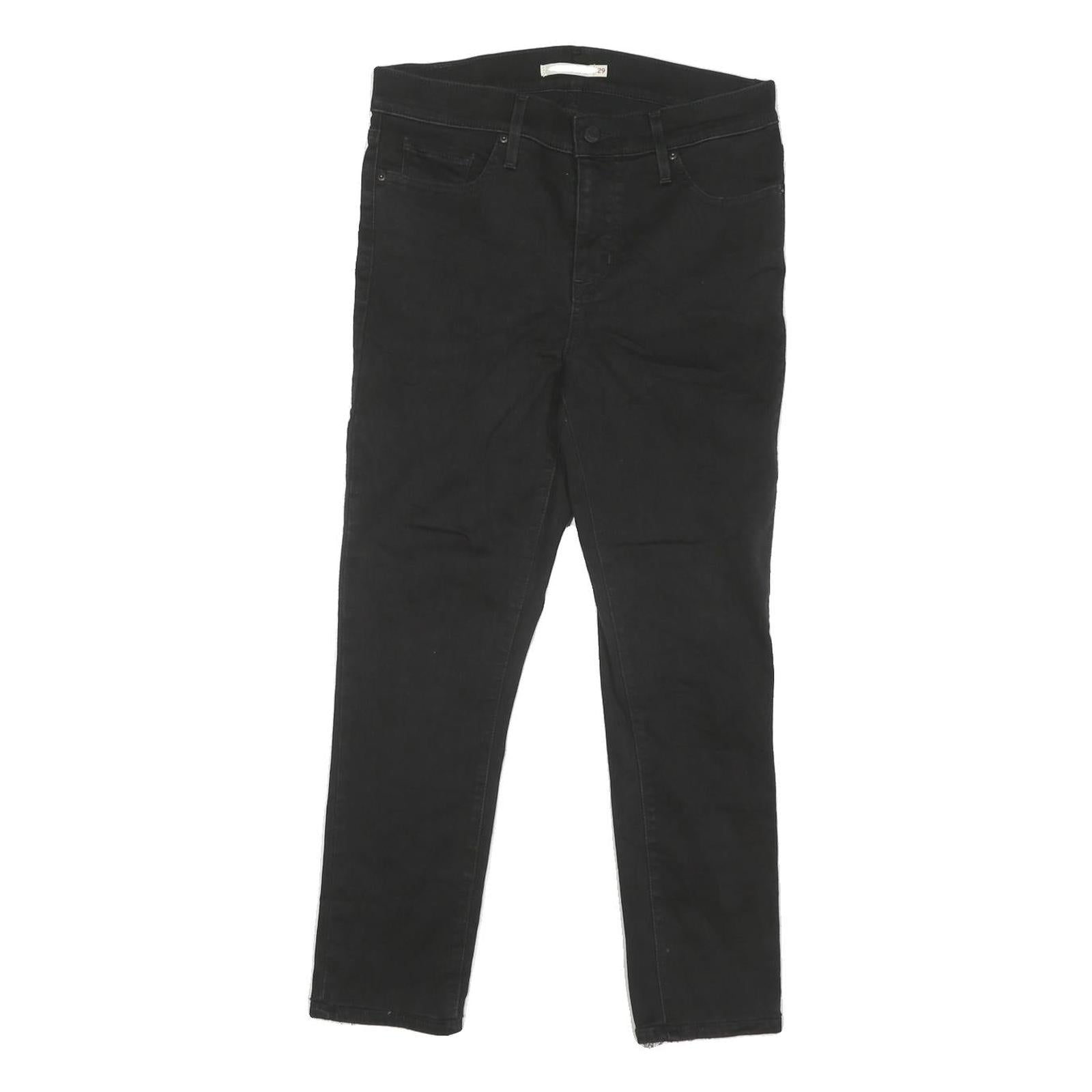 LEVI'S Womens Black Regular Fit Skinny Denim Jeans W30 L25 Cotton Blend Zip