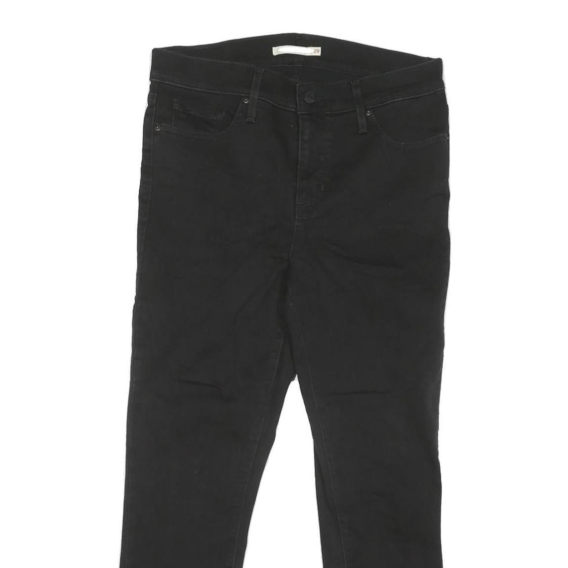 LEVI'S Womens Black Regular Fit Skinny Denim Jeans W30 L25 Cotton Blend Zip