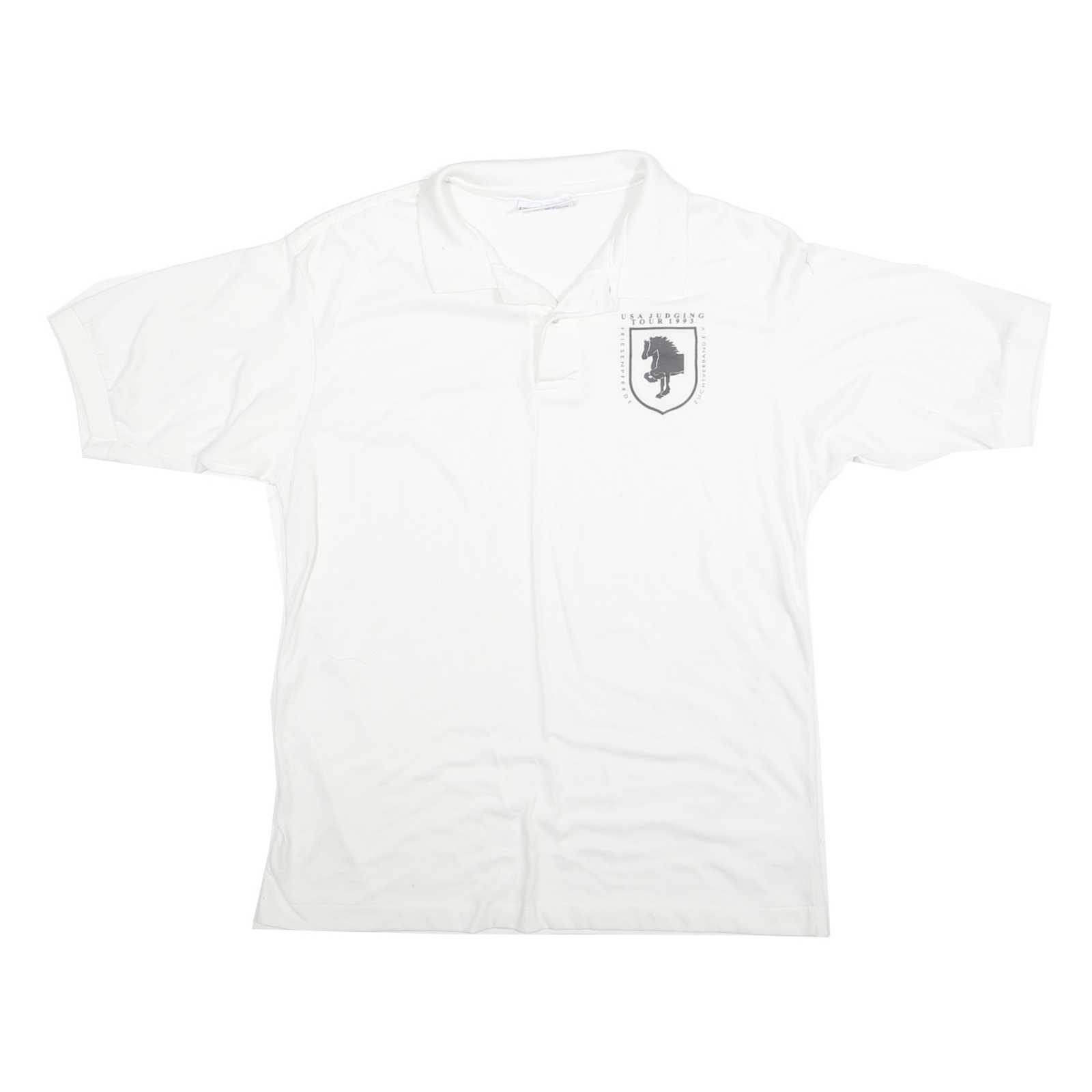 HANES Mens White Short Sleeve USA Judging Tour 1993 Polo Shirt L Cotton Blend