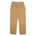 CARHARTT Mens Cotton Relaxed Beige Workwear Trousers W34 L34 Durable Zip Closure