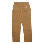 CARHARTT Mens Cotton Relaxed Beige Workwear Trousers W34 L34 Durable Zip Closure