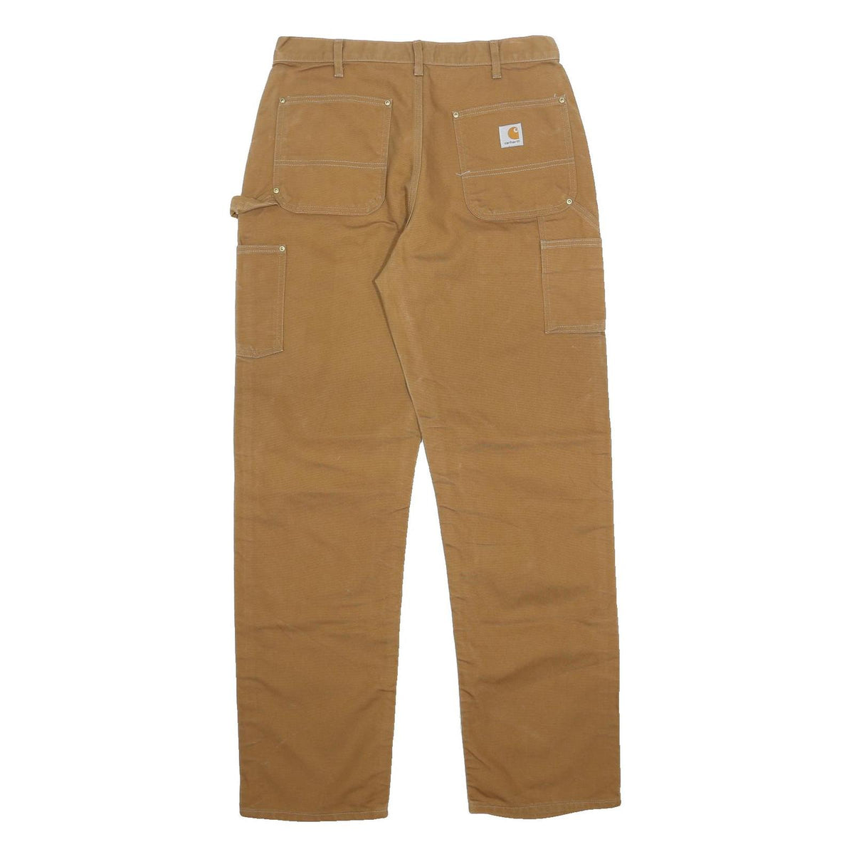CARHARTT Mens Cotton Relaxed Beige Workwear Trousers W34 L34 Durable Zip Closure