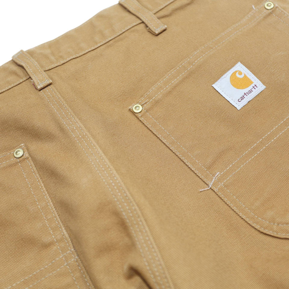 CARHARTT Mens Cotton Relaxed Beige Workwear Trousers W34 L34 Durable Zip Closure