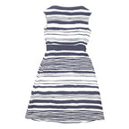 MAINE Womens Blue & White Stripe Day Cotton Blend Sleeveless Knee Length UK 12