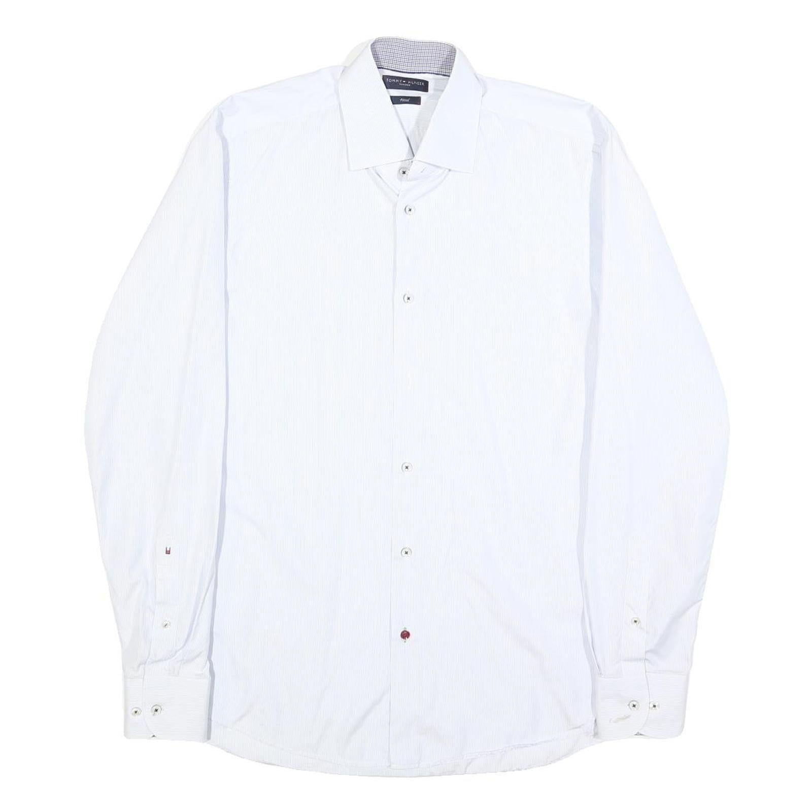 TOMMY HILFIGER Mens White Shirt L Classic Cotton Long Sleeve Formal Button