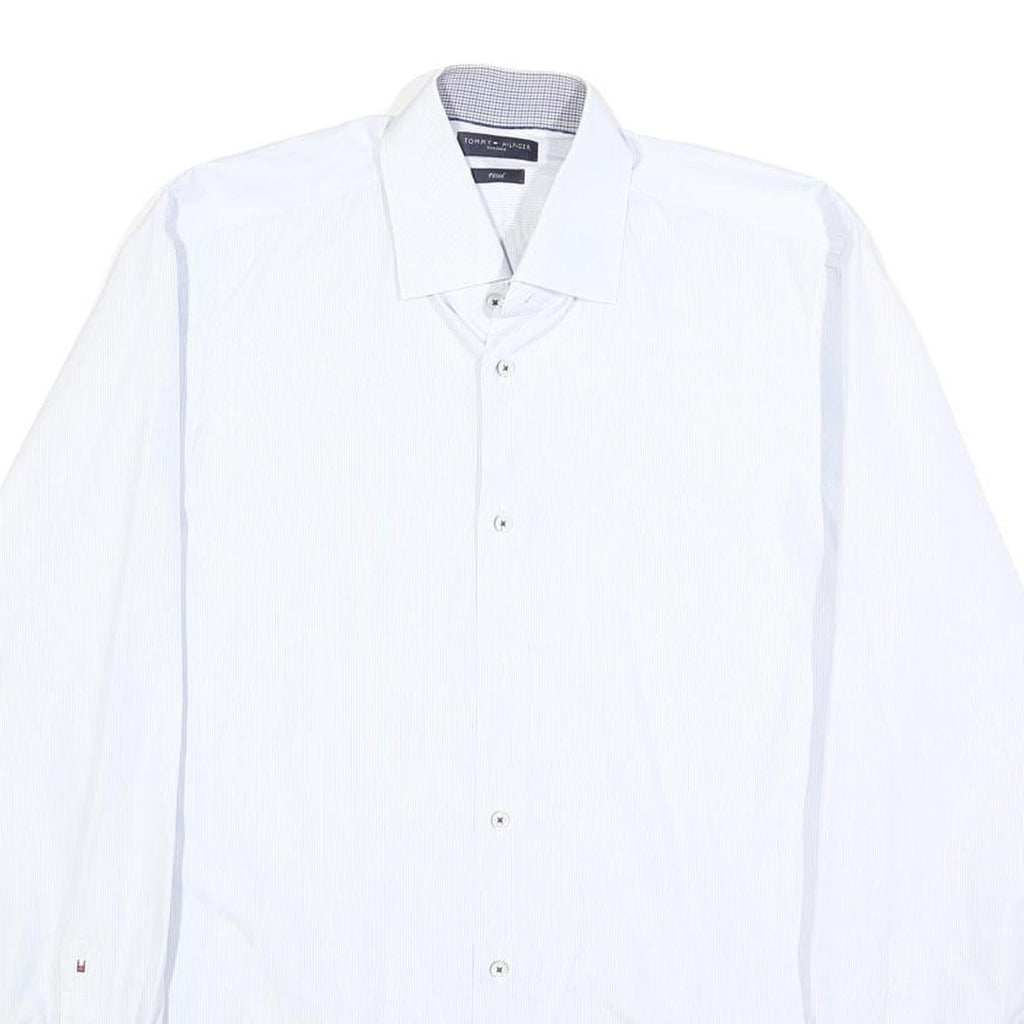TOMMY HILFIGER Mens White Shirt L Classic Cotton Long Sleeve Formal Button