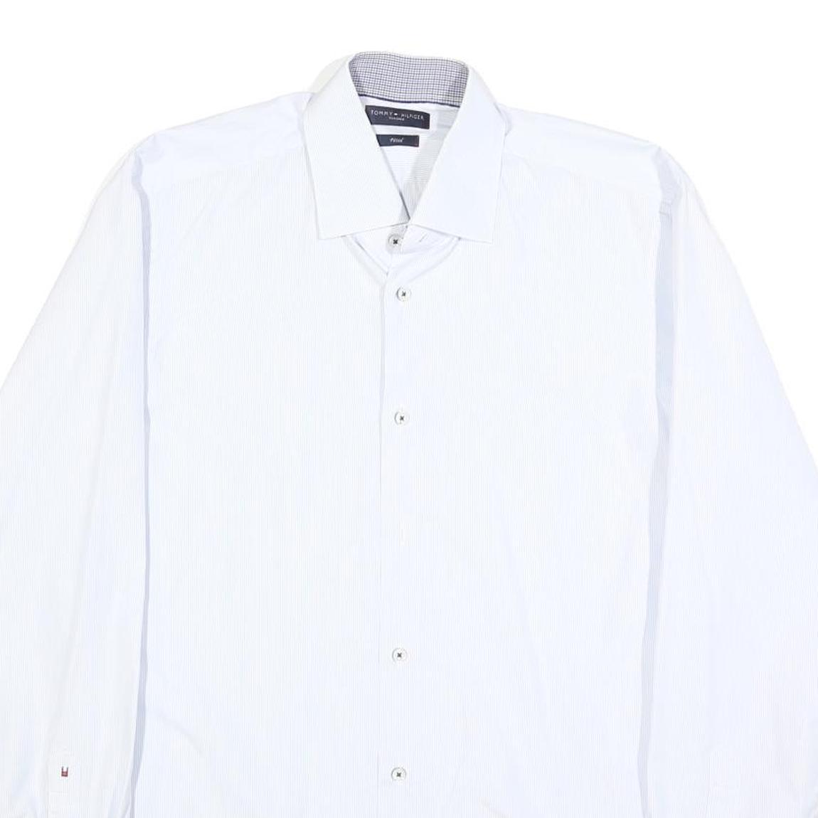 TOMMY HILFIGER Mens White Shirt L Classic Cotton Long Sleeve Formal Button