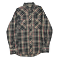 WRANGLER Mens Black & Cream Plaid Shirt M Western Casual Cotton Blend