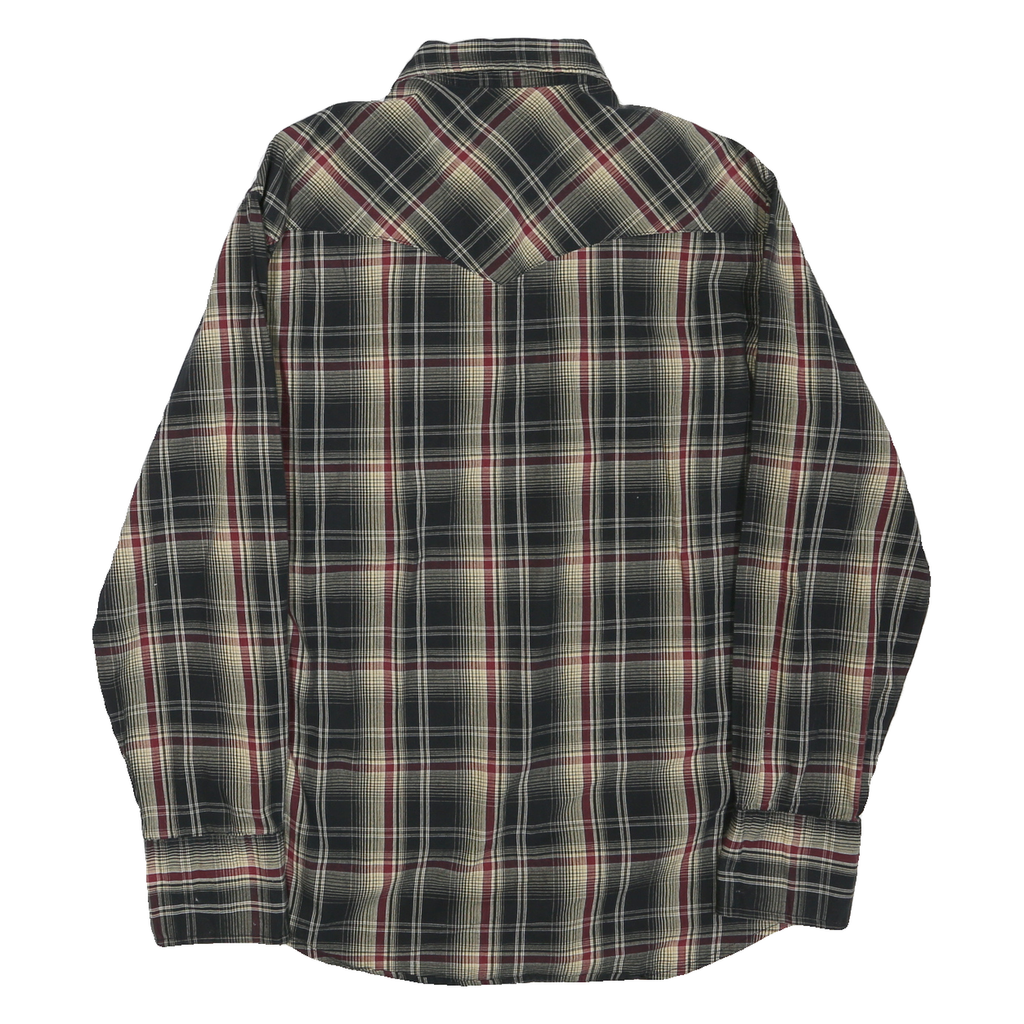 WRANGLER Mens Black & Cream Plaid Shirt M Western Casual Cotton Blend