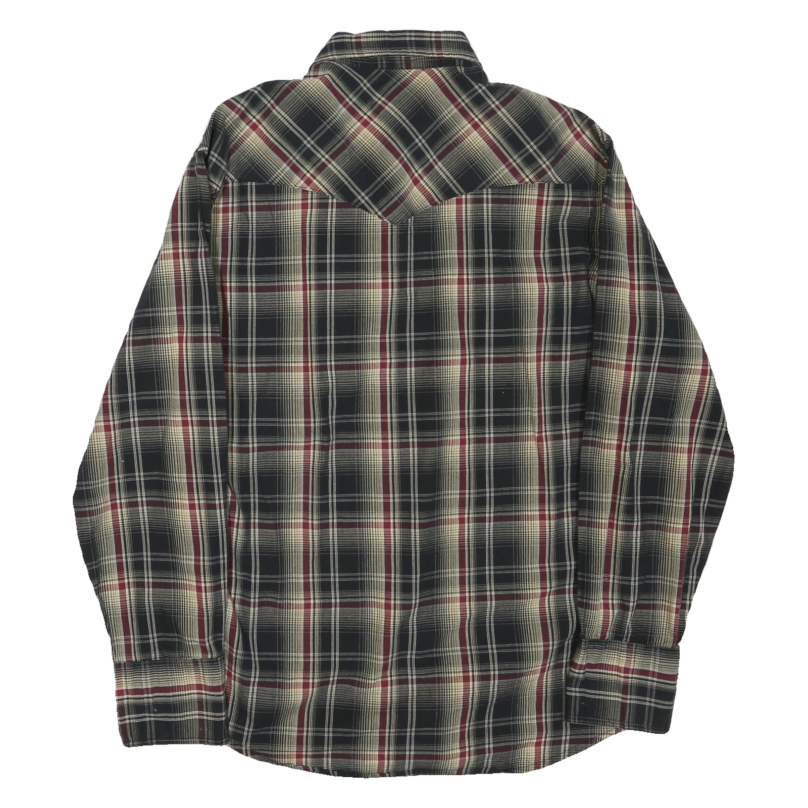 WRANGLER Mens Black & Cream Plaid Shirt M Western Casual Cotton Blend