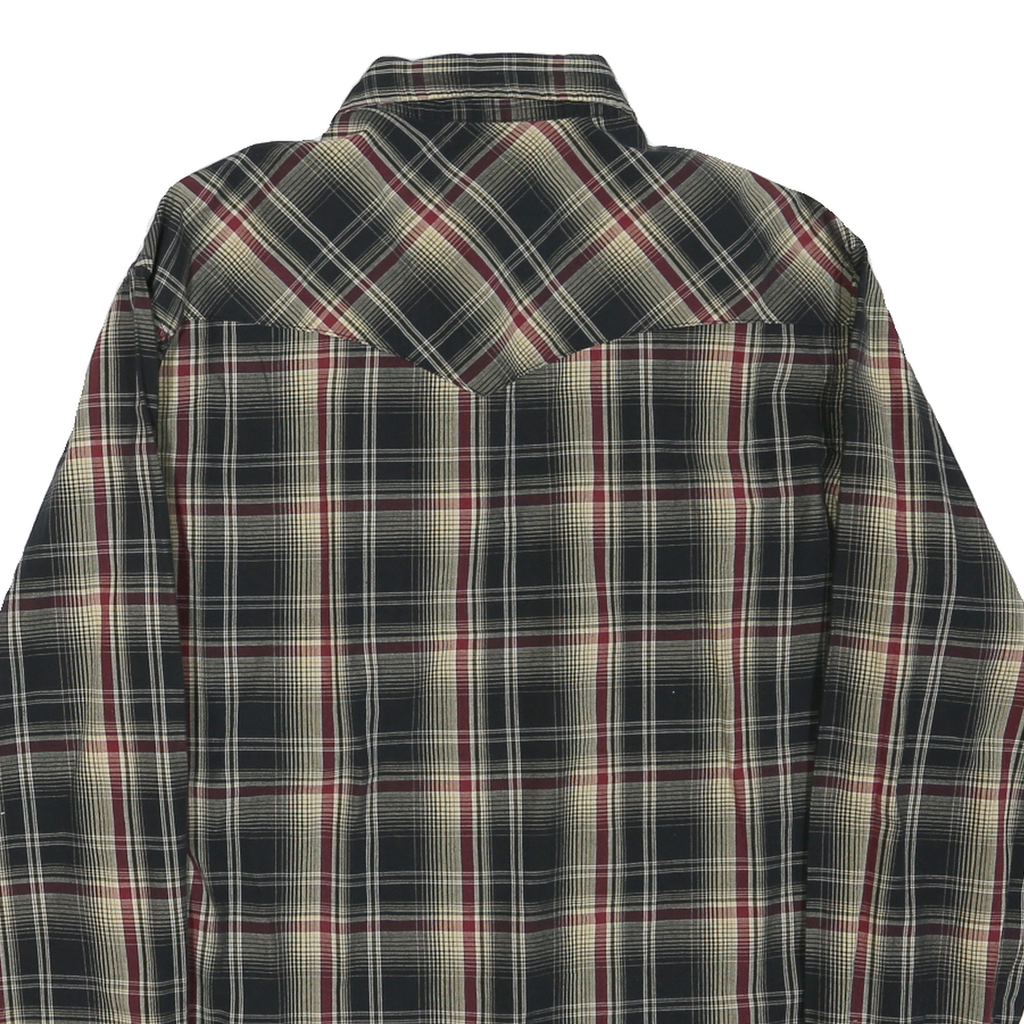 WRANGLER Mens Black & Cream Plaid Shirt M Western Casual Cotton Blend