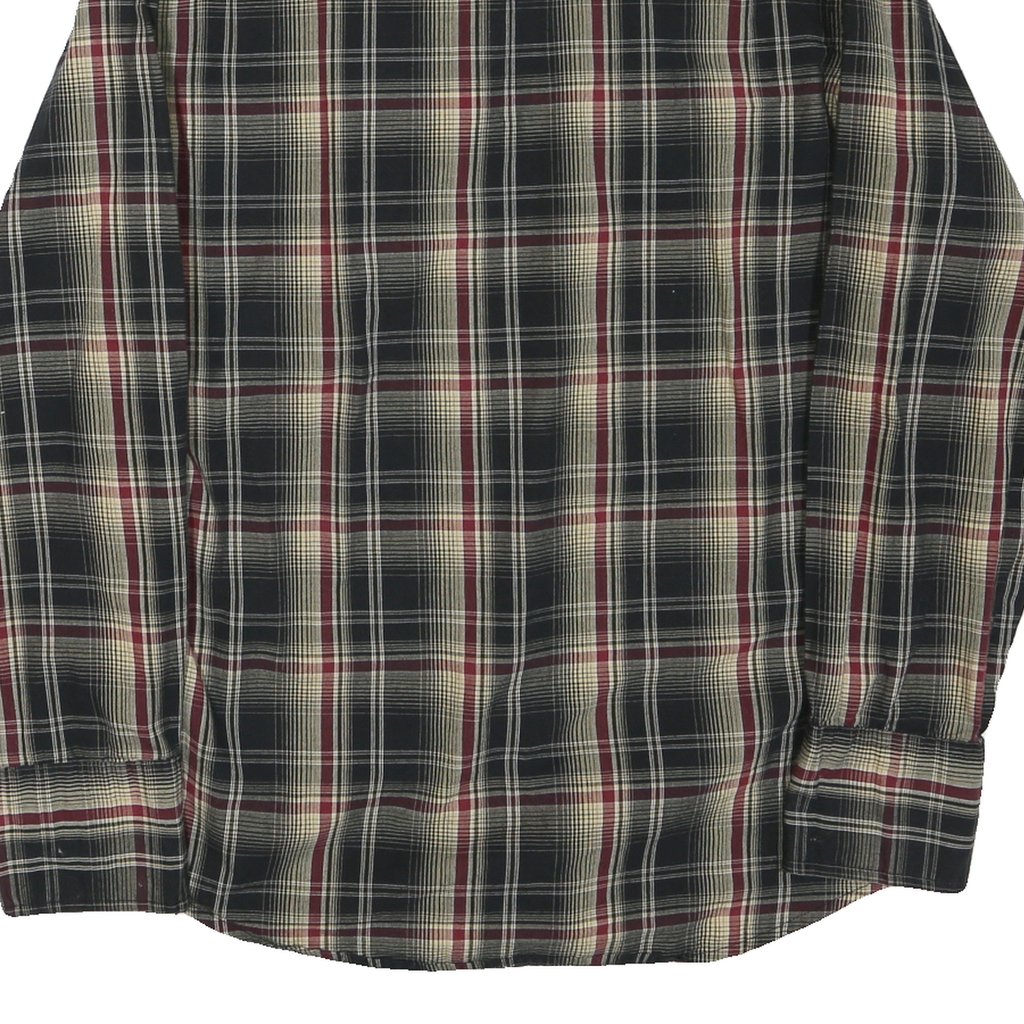 WRANGLER Mens Black & Cream Plaid Shirt M Western Casual Cotton Blend