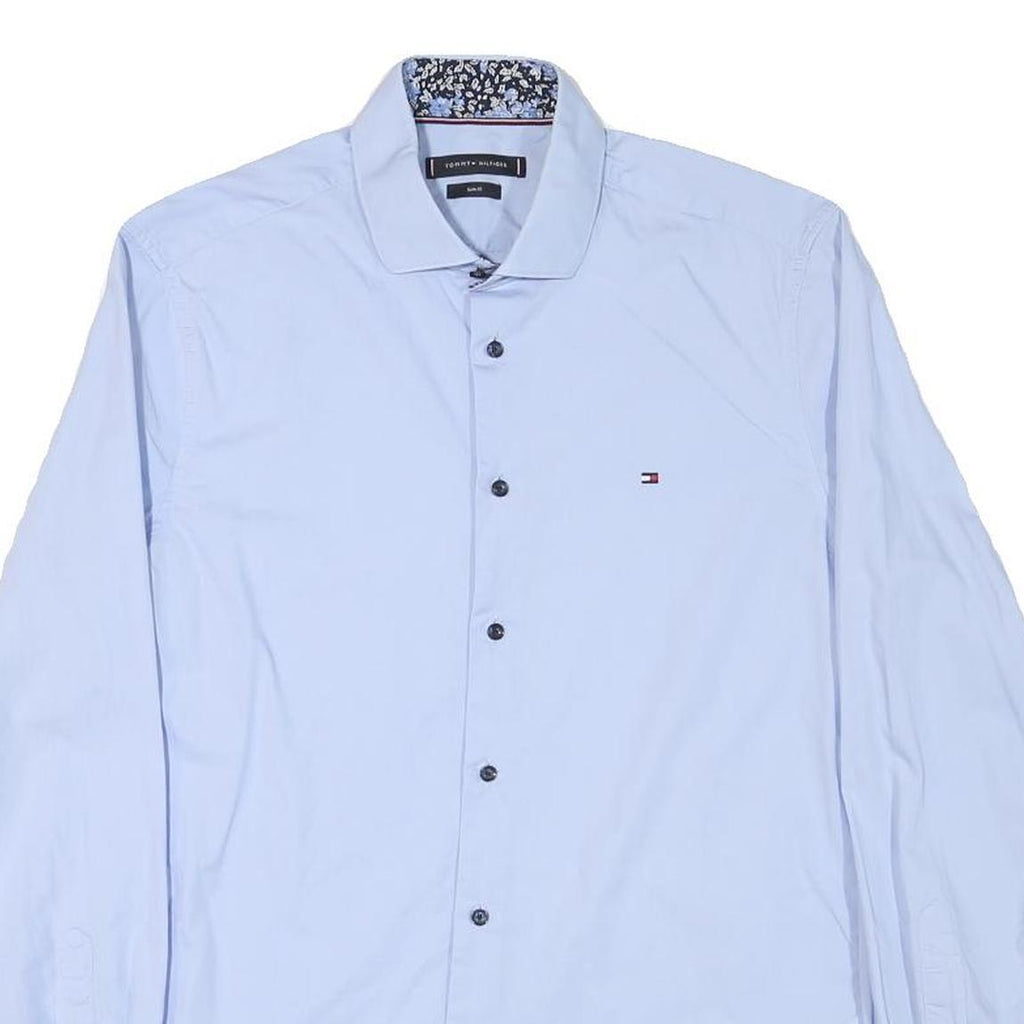 TOMMY HILFIGER Mens Blue Shirt XS Long Sleeve Cotton Blend Classic Fit Casual