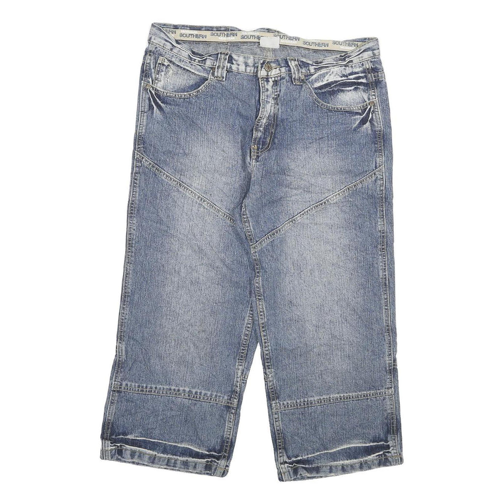 SOUTHERN Mens Denim Blue Casual Shorts 2XL W34 Cotton Blend Relaxed Fit