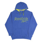 REEBOK Mens Blue Hoodie S Cotton Blend Pullover Hooded Sweatshirt