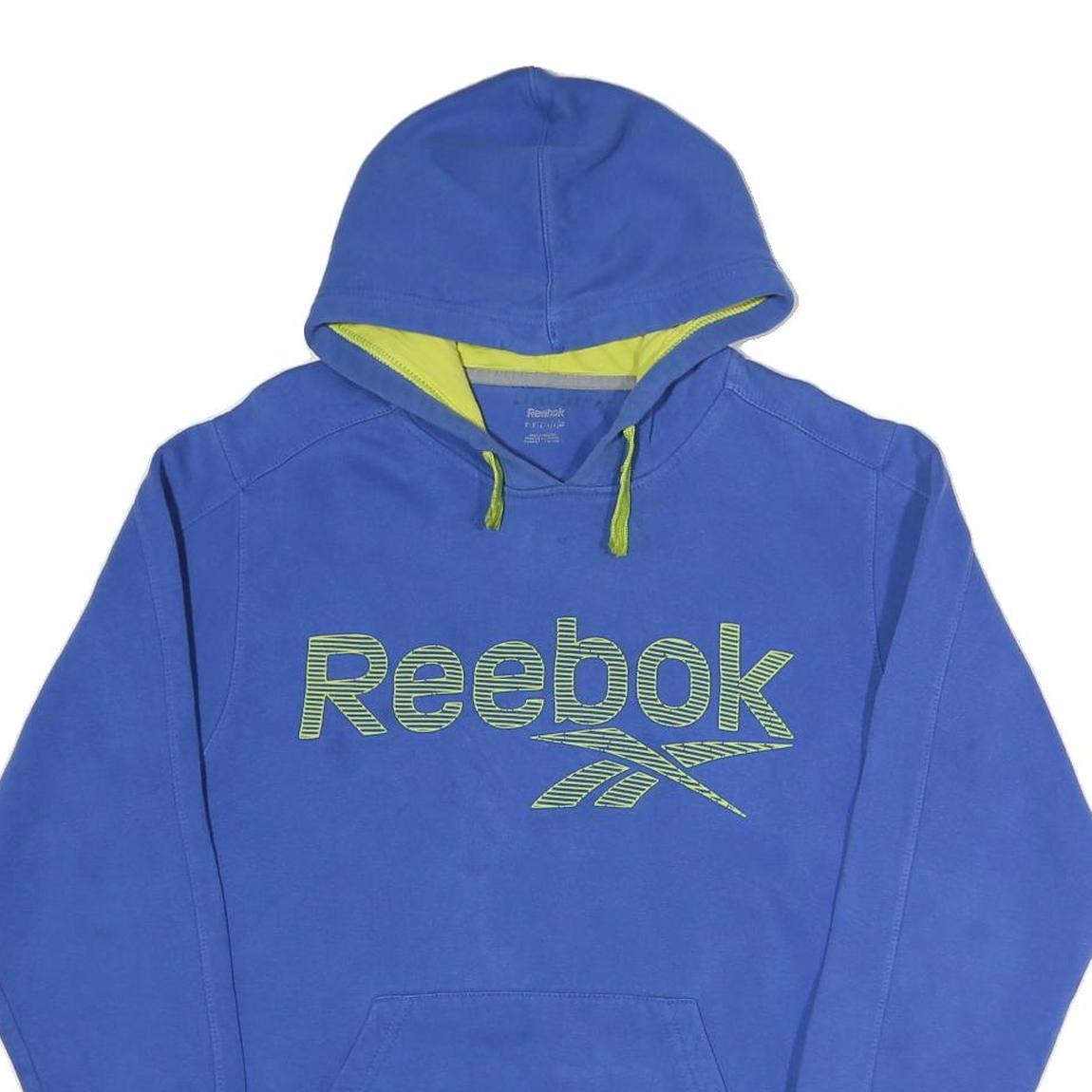REEBOK Mens Blue Hoodie S Cotton Blend Pullover Hooded Sweatshirt