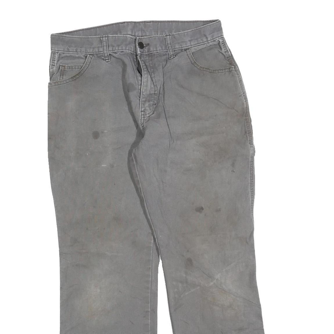 DICKIES Mens Cotton Blend Grey Regular Fit Straight Trousers W30 L29 Workwear