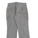 DICKIES Mens Cotton Blend Grey Regular Fit Straight Trousers W30 L29 Workwear