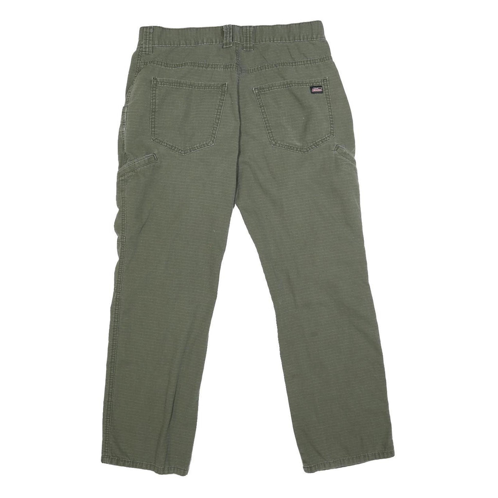 DICKIES Mens Cotton Blend Green Regular Straight Trousers W32 L27 Casual