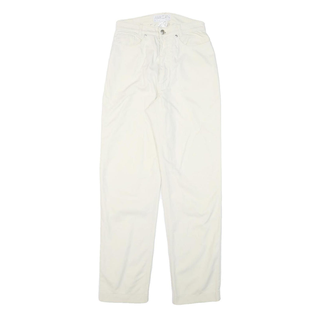 MARC CAIN Womens Cotton Blend White Regular Leg Trousers W26 L31 Zip Fit