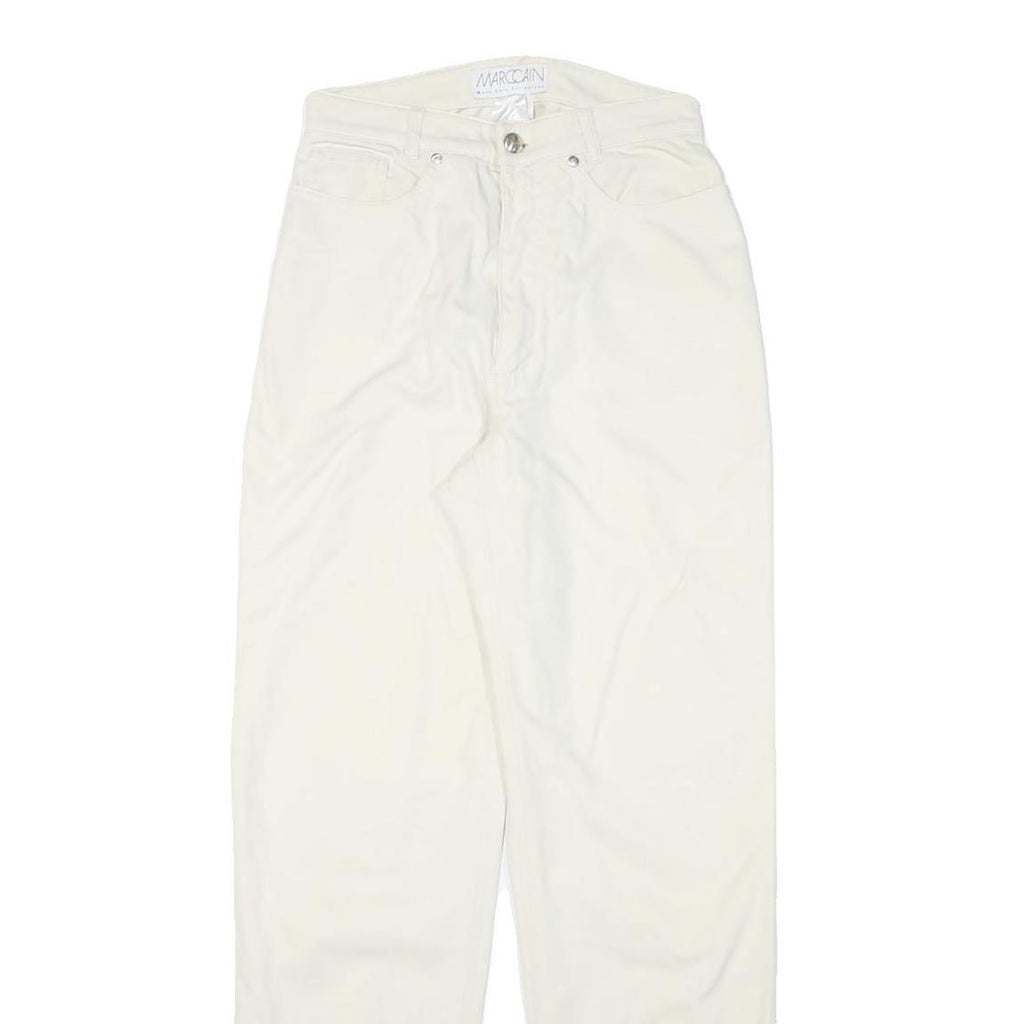 MARC CAIN Womens Cotton Blend White Regular Leg Trousers W26 L31 Zip Fit