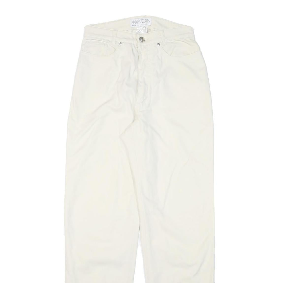 MARC CAIN Womens Cotton Blend White Regular Leg Trousers W26 L31 Zip Fit
