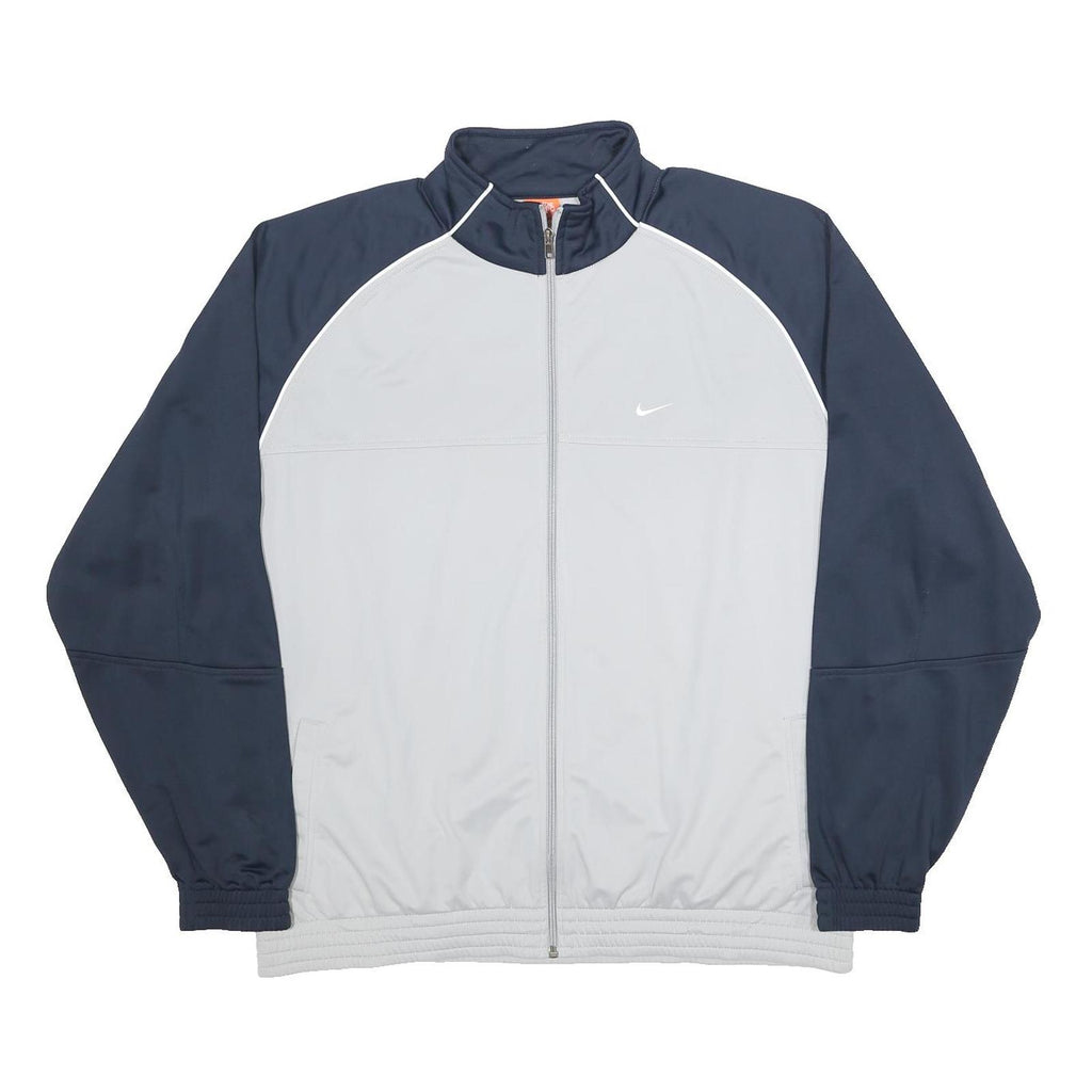 NIKE Mens Grey & Navy Bomber Jacket 2XL Polyester Zip Sportswear Track Top