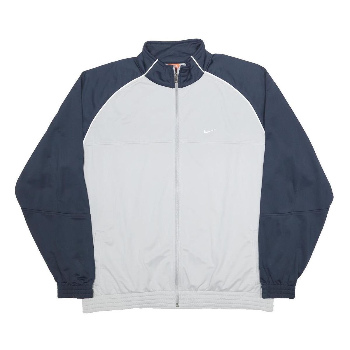 NIKE Mens Grey & Navy Bomber Jacket 2XL Polyester Zip Sportswear Track Top