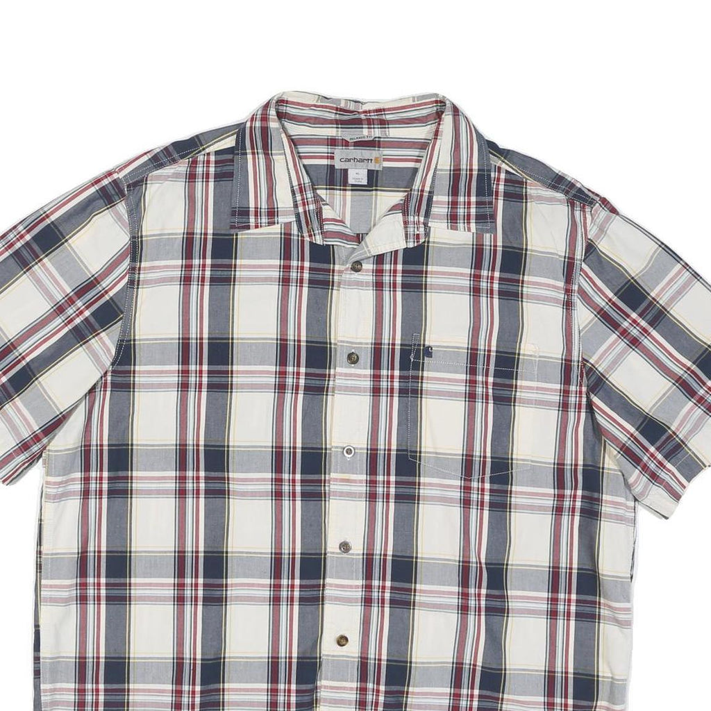 CARHARTT Mens Blue & Red Check Shirt XL Casual Cotton Blend Short Sleeve