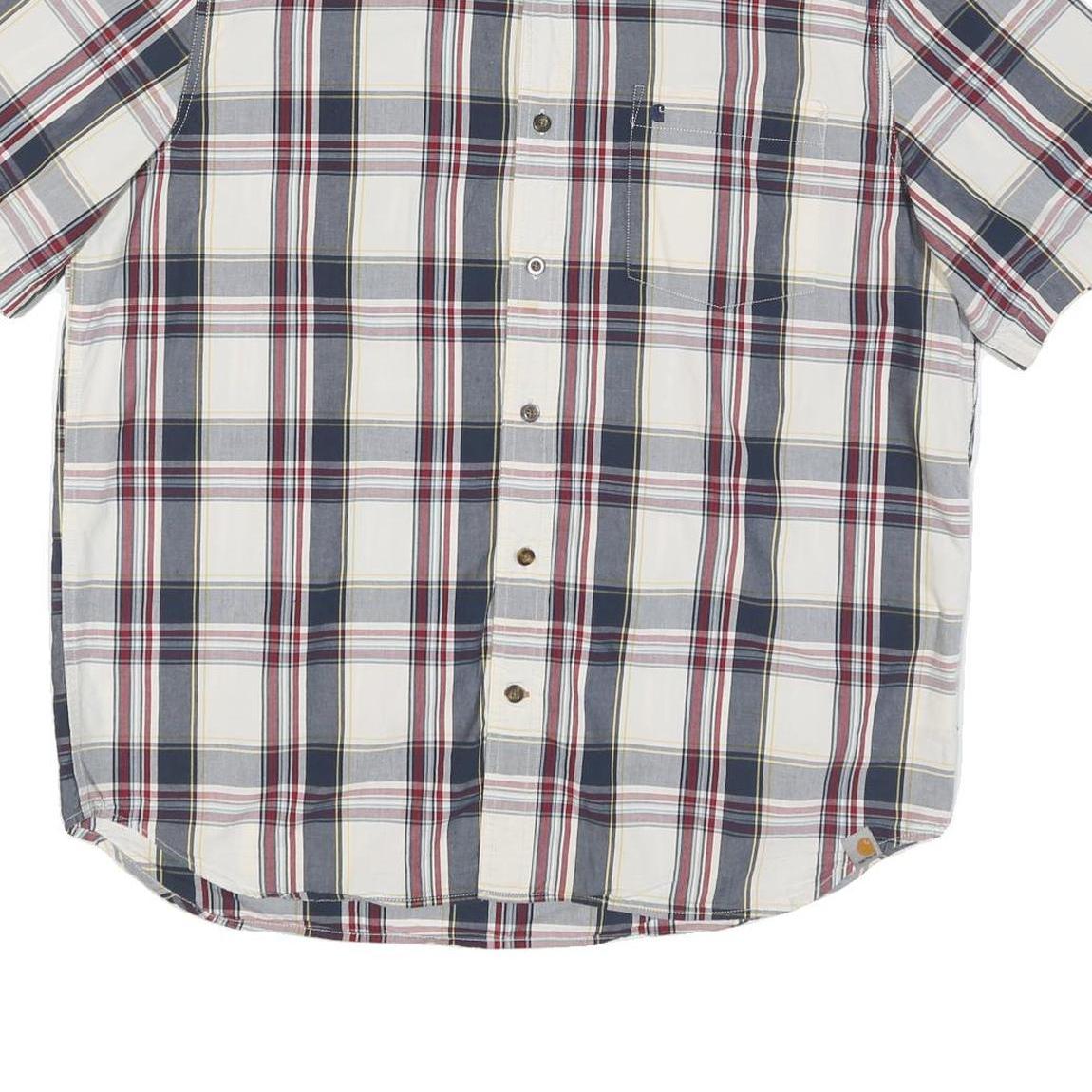 CARHARTT Mens Blue & Red Check Shirt XL Casual Cotton Blend Short Sleeve