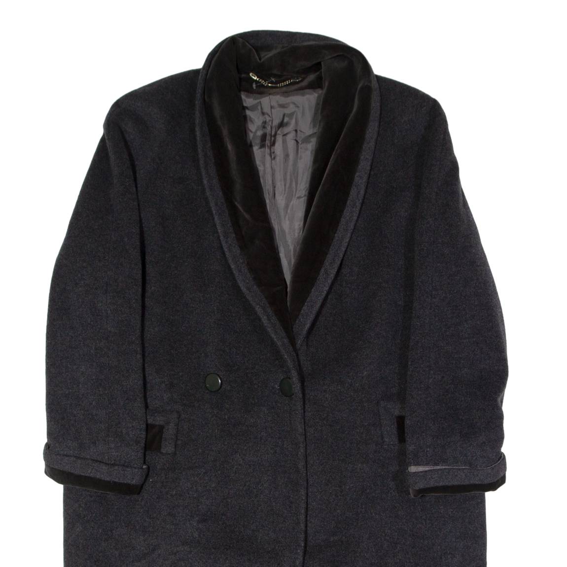 GOLDIX Womens Overcoat Coat Grey Flannel Wool 90s UK 10