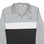 CALVIN KLEIN Mens Grey & Black & White Quarter Zip S Sweatshirt Cotton Pullover