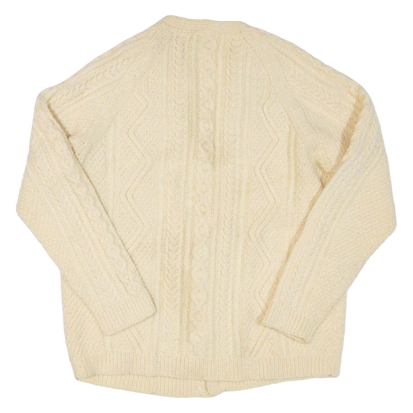 Womens Cardigan Cream V-Neck Cable Knit M