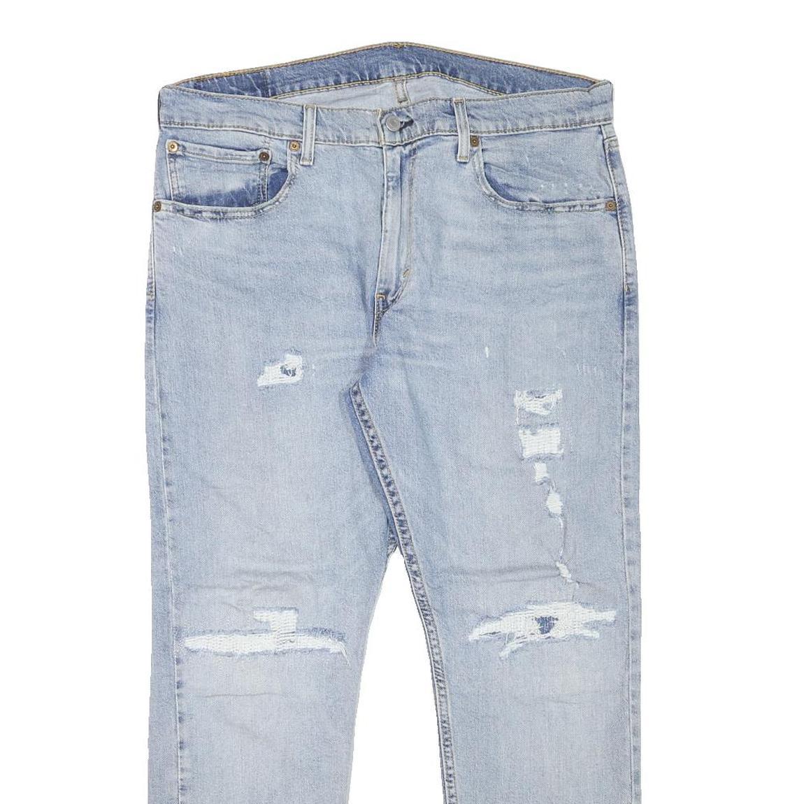 LEVI'S 512 Tapered Mens Jeans Blue Slim Denim Light W36 L30 Distressed