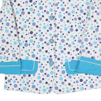PERSONNE Womens White Blue Polka Dot Jacket S Polyester Blend Button Closure