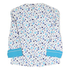 PERSONNE Womens White Blue Polka Dot Jacket S Polyester Blend Button Closure